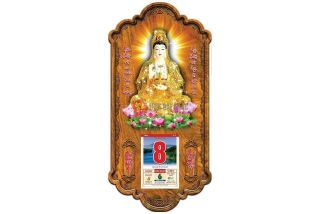 Lịch Gỗ Phật Giáo Mẹ Quan Âm Vàng V4_QAV